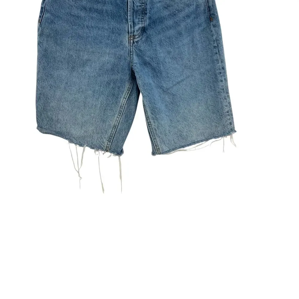 Aritzia Denim Forum The‎ Joni Loose Long Short High Rise Denim Blue Size 25